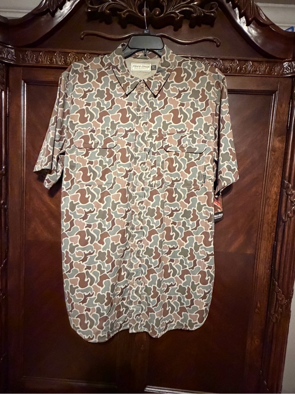 NWT Field & Stream Outdoorsman Button Down Shirt XLT Camo Quick Dry UPF 50